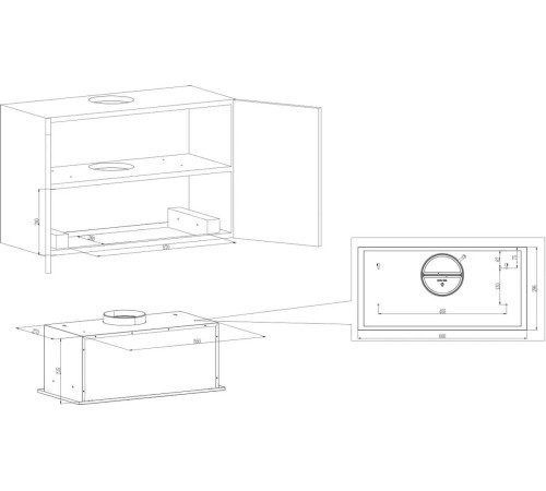 Встраиваемая вытяжка KUPPERSBERG/ Встраиваемая вытяжка Kuppersberg, High-Tech, 60 см, механическое управление, обратный клапан, 3 скорости, 780 м3/ч, периметральное всасывание, угольный фильтр KF-SC 2 (опция), уровень шума 62 дБ, цвет белый