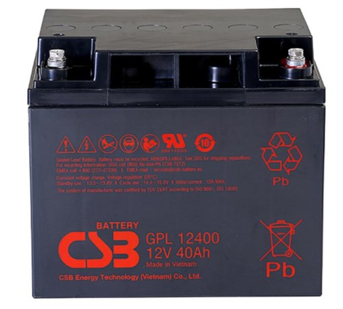 АКБ CSB Аккумуляторная батарея для ИБП (10-12 лет) (12V/40Ah)