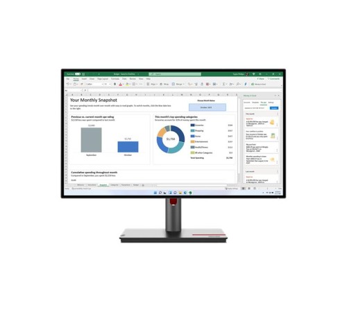 Монитор Lenovo ThinkVision P27h-30 27" QHD (2560x1440) IPS, AG, 4ms, 350N, 1xHDMI 2.1, 1xDP 1.4, 1xDP 1.4 Out, 1xUSB-C 3.2 Gen 1 (DP Alt Mode, PD up to 100W), 4xUSB 3.2 Gen 1, 1xEthernet(RJ45), LTPS, 1Y