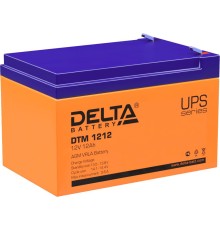 Батарея DELTA серия DTM, DTM 1212, напряжение 12В, емкость 12Ач (разряд 20 часов),  макс. ток разряда (5 сек.) 180А, макс. ток заряда 3.6А, свинцово-кислотная типа AGM, клеммы F2, ДxШxВ 151х98х95мм., вес 3.8кг., срок службы 6 лет./ Battery DELTA series DT