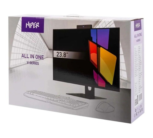 Моноблок/ HIPER V6   23.8"(1920x1080 (матовый) IPS)/Intel Core i5 14400(2.5Ghz)/16384Mb/512PCISSDGb/DVDrw/BT/WiFi/war 1y/6.45kg/черный/Win11Pro + Cam 5.0 SD/Беспроводные МК/WiFi6