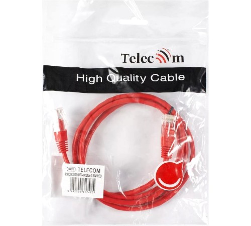 Патчкорд/ Патчкорд литой "Telecom" UTP кат.5е 1,5м красный