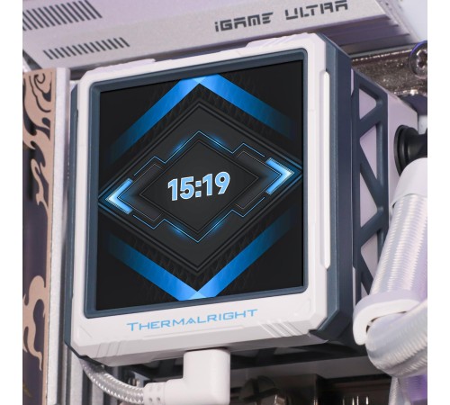 Водяное охлаждение для процессора/ Water Cooling System Thermalright Frozen Warframe 360 Ultra White Argb (360mm, White, ARGB/ Fans: 3x120mm, 70.84CFM, 29.8dBA, 2000RPM/ Pump height 60mm, 23dBA, 3000RPM, Rad thickness 27mm/ S: 1200, 1700, 1851, 2011, 2066