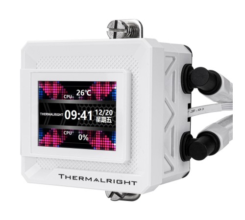 Водяное охлаждение для процессора/ Water Cooling System Thermalright Frozen Warframe SE 360 ARGB White (360mm, LED temp., Black, ARGB/ Fans: 3x120mm, 70.84CFM, 29.8dBA, 2000RPM/ Pump height 59mm, Rad thickness 27mm/ S: 1851, 1700, 1200, 115X, AM5, AM4) Водяное охлаждение для процессора/ Water Cooling System Thermalright Frozen Warframe SE 360 ARGB White (360mm, LED temp., Black, ARGB/ Fans: 3x120mm, 70.84CFM, 29.8dBA, 2000RPM/ Pump height 59mm, Rad thickness 27mm/ S: 1851, 1700, 1200, 115X, AM5, AM4)