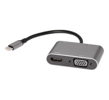 Адаптер/ Адаптер USB Type-Cm-->VGA, HDMI 4k*30Hz, USB3.0, PD, Audio, iOpen (Aopen/Qust)<ACU4511>