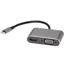 Адаптер/ Адаптер USB Type-Cm-->VGA, HDMI 4k*30Hz, USB3.0, PD, Audio, iOpen (Aopen/Qust)<ACU4511>