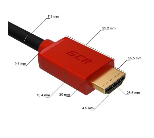 GCR Кабель 3.0m HDMI версия 2.0, HDR 4:2:2, Ultra HD, 4K 60 fps 60Hz/5K*30Hz, 3D, AUDIO, 18.0 Гбит/с, 28/28 AWG, OD7.3mm, тройной экран, черный, красные коннекторы, GCR-HM451-3.0m GCR Кабель 3.0m HDMI версия 2.0, HDR 4:2:2, Ultra HD, 4K 60 fps 60Hz/5K*30Hz, 3D, AUDIO, 18.0 Гбит/с, 28/28 AWG, OD7.3mm, тройной экран, черный, красные коннекторы, GCR-HM451-3.0m
