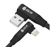 GCR Кабель PREMIUM 0.25m Lightning угловой для PowerBank, MFI, черный, AL case черный, GCR-53446