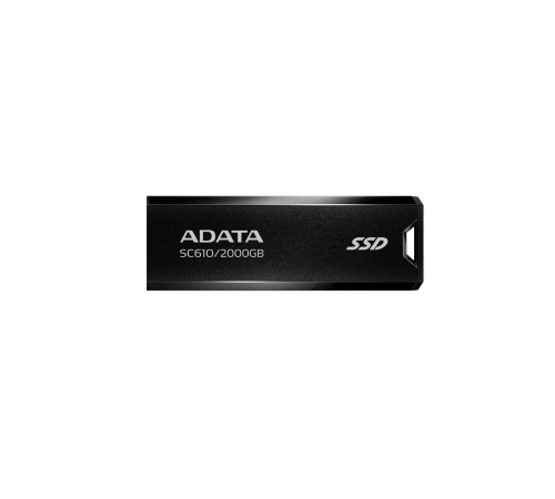 Твердотельный накопитель/ ADATA External SSD SC610, 2000GB, Type-C, USB 3.2 Gen2, R/W 550/500 MB/s, 67x24x10mm, Black (5 лет)