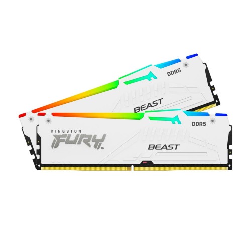 Память оперативная/ Kingston 64GB 5600MT/s DDR5 CL40 DIMM (Kit of 2) FURY Beast White RGB XMP Память оперативная/ Kingston 64GB 5600MT/s DDR5 CL40 DIMM (Kit of 2) FURY Beast White RGB XMP