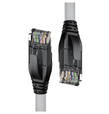 Патч-корд прямой 3.0m UTP кат.5e, серый, черные коннекторы, 24 AWG, литой, ethernet high speed 1 Гбит/с, RJ45, T568B