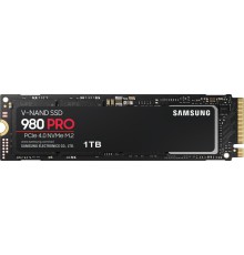Твердотельные накопители/ Samsung SSD 980 PRO, 1000GB, M.2(22x80mm), NVMe 1.3c, PCIe 4.0 x4, 3-bit MLC, R/W 7000/5000MB/s, IOPs 1 000 000/1 000 000, DRAM buffer 1024MB, TBW 600, DWPD 0.33, with Heatsink (12 мес.)