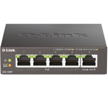 Коммутатор/ Неуправляемый PoE-коммутатор, 5x1000Base-T (4x1000Base-T PoE), PoE-бюджет 60 Вт, корпус металл