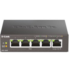 Коммутатор/ Неуправляемый PoE-коммутатор, 5x1000Base-T (4x1000Base-T PoE), PoE-бюджет 60 Вт, корпус металл