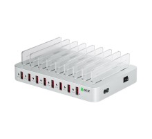 GCR Сетевая зарядка на 8 USB портов, серая