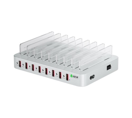 GCR Сетевая зарядка на 8 USB портов, серая GCR Сетевая зарядка на 8 USB портов, серая