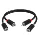 GCR Кабель 0.5m аудио 2 х RCA / 2 х RCA , черный, GCR-54122