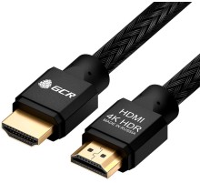 GCR Кабель 2.0m HDMI версия 2.0, HDR 4:2:2, Ultra HD, 4K 60 fps 60Hz/5K*30Hz, 3D, AUDIO, 18.0 Гбит/с, 28/28 AWG, OD7.8mm, тройной экран, черный нейлон, AL корпус черный, GCR-52189