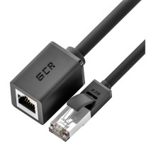 GCR Удлинитель патч-корда прямой 0.15m, FTP медь, кат.6, черный, никелированный коннектор, 24 AWG, Premium ethernet high speed 10 Гбит/с, RJ45, T568B, GCR-51571