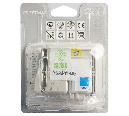 -/ Картридж струйный Cactus CS-EPT0482 T0482 голубой (14.4мл) для Epson Stylus Photo R200/R220/R300/R32