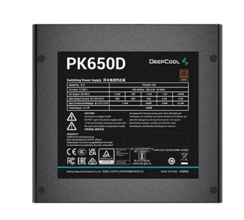 Блок питания Deepcool PK650D (ATX 2.4, 650W, PWM 120mm fan, Active PFC+DC to DC, 80+ BRONZE) RET Блок питания Deepcool PK650D (ATX 2.4, 650W, PWM 120mm fan, Active PFC+DC to DC, 80+ BRONZE) RET