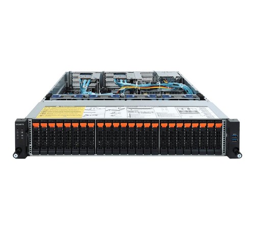 Серверная платформа Gigabyte R282-Z92 - 2U, 2*Socket SP3 (AMD EPYC 7002), 32*DDR4 DIMM, 24*2.5" NVMe HS + 2*2.5" SATA rear + 1*M.2, 2*PCIe x8 Gen4, 2*1Gb/s (Intel I350-AM2) + 1*Mgmt LAN, Aspeed AST2500, 2*1600W 80+ Platinum RPSU/ Gigabyte R282-Z Серверная платформа Gigabyte R282-Z92 - 2U, 2*Socket SP3 (AMD EPYC 7002), 32*DDR4 DIMM, 24*2.5" NVMe HS + 2*2.5" SATA rear + 1*M.2, 2*PCIe x8 Gen4, 2*1Gb/s (Intel I350-AM2) + 1*Mgmt LAN, Aspeed AST2500, 2*1600W 80+ Platinum RPSU/ Gigabyte R282-Z
