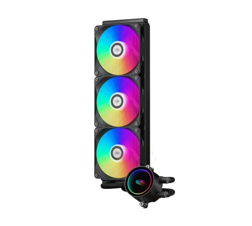 Система охлаждения/ Water Cooling System PCCooler DA360 ARGB BK (280W, 360mm, Black, ARGB/ Fans: 3x120mm, 72.1CFM, 33.8dBA, 1800RPM/ Pump height 55mm, 28dBA, 3000RPM, Rad thickness 27mm/ S: 1851, 1700, 1200, 20XX, 115X, AM5, AM4) Система охлаждения/ Water Cooling System PCCooler DA360 ARGB BK (280W, 360mm, Black, ARGB/ Fans: 3x120mm, 72.1CFM, 33.8dBA, 1800RPM/ Pump height 55mm, 28dBA, 3000RPM, Rad thickness 27mm/ S: 1851, 1700, 1200, 20XX, 115X, AM5, AM4)