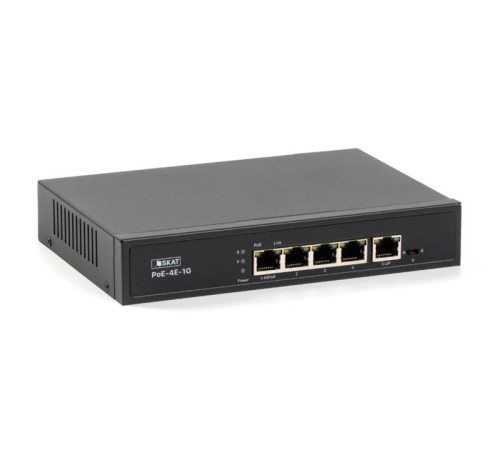 Коммутатор (4070)SKAT PoE-4E-1G коммутатор PoE Plus, мощность 80Вт, порты: 4-Ethernet, 1-Uplink