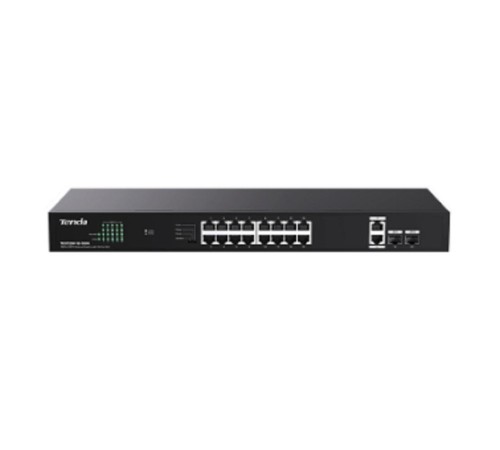 Коммутатор/ Tenda TEG1120P-16-150W Коммутатор неуправляемый PoE, 18 портов, 18x1 Гбит/с, PoE 16х30 Вт (до 150Вт),  SFP 2x1 Гбит/с, установка в стойку