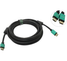 Greenconnect Кабель с активным усилителем сигнала 5.0m  AL case 2 ферит кольца, HDMI 2.0, 28/28, HDR 4:2:2, 4K/30Hz, High speed 19M/19M с усилителем, черный, тройной экран, GCR-51027