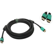 Greenconnect Кабель с активным усилителем сигнала 5.0m  AL case 2 ферит кольца, HDMI 2.0, 28/28, HDR 4:2:2, 4K/30Hz, High speed 19M/19M с усилителем, черный, тройной экран, GCR-51027
