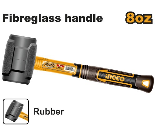 Резиновый молоток Ingco HRUH8808,220г, ручка фибергласс, нескольз. Резиновый молоток Ingco HRUH8808,220г, ручка фибергласс, нескольз.
