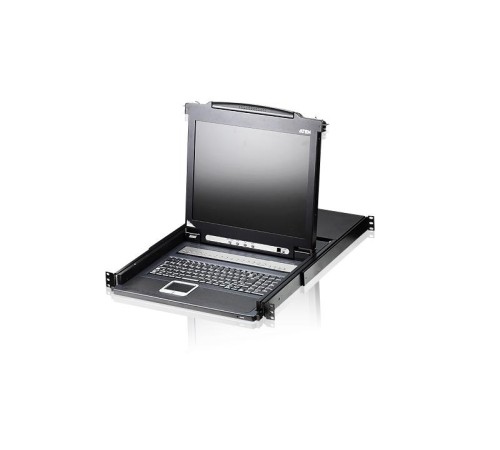 Переключатель/switch, KVM, 1 user консоль LCD/ЖК 19 =16 cpu/портов/port PS2/USB+VGA, с KVM-шнурами PS2 1х1.8м.;USB 1x1.8м., 1280x1024, 1U 19, исп.спец.шнуры, OSD, каскад 256, лат./рус.клав/ 16P  LCD KVMP SWITCH 19INCH