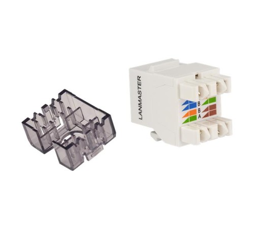 Модуль Модуль Keystone, RJ45, неэкранированный, кат.6, со встроенной шторкой, 180 градусов, белый