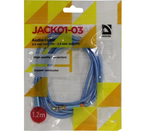 Defender Аудио-кабель JACK01-03 Синий JACK M- JACK M, 1,2м