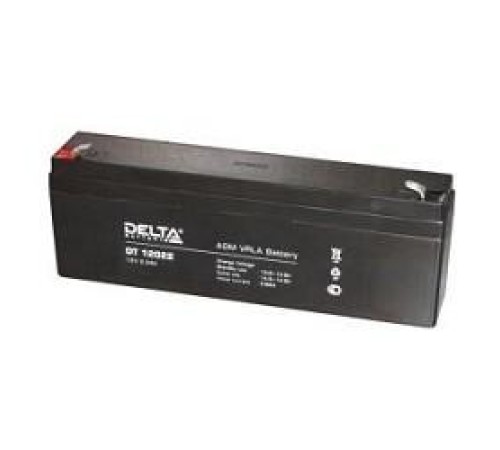Батарея DELTA серия DT, DT 12022, напряжение 12В, емкость 2.2Ач (разряд 20 часов),  макс. ток разряда (5 сек.) 44А, макс. ток заряда 0.66А, свинцово-кислотная типа AGM, клеммы F1, ДxШxВ 179х35х61мм., вес 0.94кг., срок службы 5 лет./ Battery DELTA series D