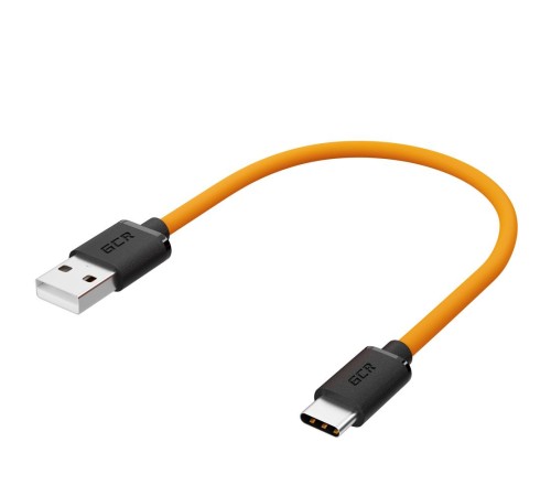 GCR QC Кабель 1.0m, TypeC, быстрая зарядка, оранжевый TPE, черные коннекторы, 28/22 AWG, GCR-52723