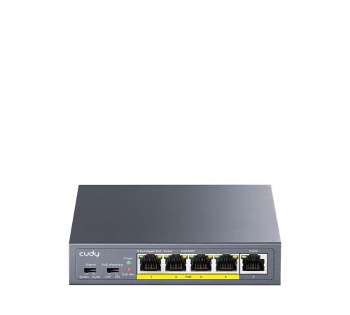 Коммутатор/ 5-Port 10/100/1000M PoE+ Switch 60W, 5 10/100/1000M ports with 4POE+ Ports Unmanaged Switch with UL power adapter IEEE802.3af / IEEE802.3at, Watchdog, 60W External