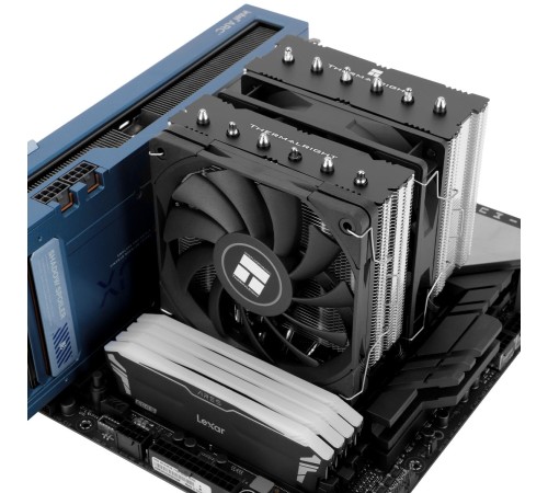 Кулер для процессора/ CPU Cooler Thermalright Royal Knight 120 SE (4-pin PWM, 155mm, Ni/Cu, 6x6mm, 2x120mm, 66.17CFM/59CFM, 25.6dBA/26.1dBA, 1500RPM/1800RPM, S: 1200, 1700, 1851, 115X, AM4, AM5, silver, black) Кулер для процессора/ CPU Cooler Thermalright Royal Knight 120 SE (4-pin PWM, 155mm, Ni/Cu, 6x6mm, 2x120mm, 66.17CFM/59CFM, 25.6dBA/26.1dBA, 1500RPM/1800RPM, S: 1200, 1700, 1851, 115X, AM4, AM5, silver, black)