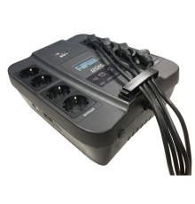 ИБП SPD-900U LCD, линейно-интерактивный, цифровой дисплей,  900 ВA, 540 Вт, 4 евророзетки с резервным питанием, 4 евророзетки с фильтрацией, USB,  защита RJ45/RJ11, батарея свинцово-кислотная 12В 9Ач, ШхГхВ 285х232х103мм, 7.5 кг/ UPS SPD-900U LCD, line-in