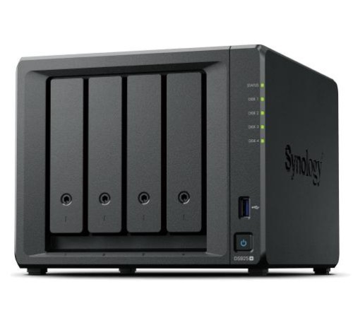 Система хранения данных Synology QC 2,2GhzCPU/4Gb(32)/RAID0,1,10,5,6/4HP HDD SATA(3.5', 2.5')upto 9hp HDD (1xDX525)/2xM.2 NVMe/2xUSB3.2/2x2.5GbE/iSCSI/1xPS/1YW repl DS923+