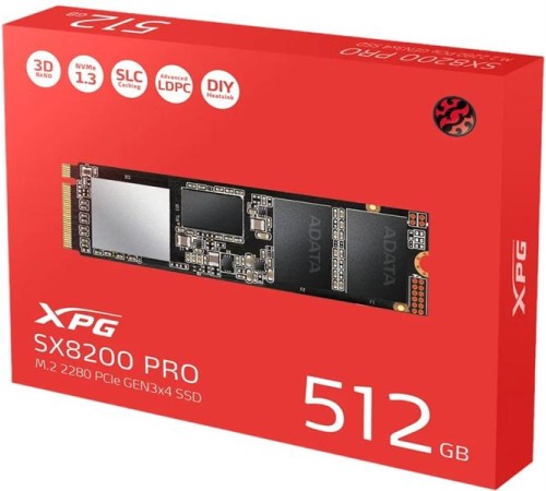 Твердотельный накопитель ADATA SX8200PNP M.2 2280 NVMe PCIe 3.0 x4 512GB 3500/2300 COLOR BOX