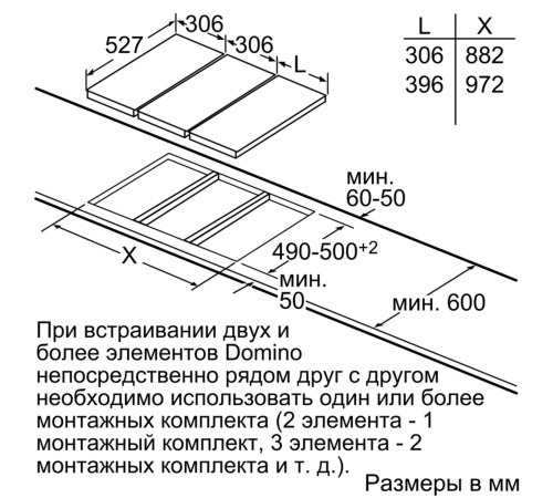 Индукционная домино BOSCH Домино,  !! Домино, 30 см, индукционная, скошенный край