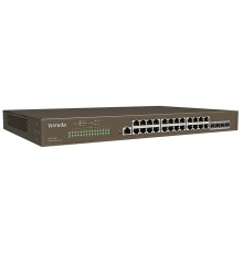Коммутатор/ Tenda TEG5328F Коммутатор управляемый L2, 28 портов, 24х1 Гбит/с, Base-X SFP 4х1 Гбит/с, установка в стойку