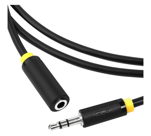 GCR Удлинитель аудио 2.0m jack 3,5mm/jack 3,5mm черный, желтая окантовка, ультрагибкий, M/F, экран, стерео, GCR-50593 GCR Удлинитель аудио 2.0m jack 3,5mm/jack 3,5mm черный, желтая окантовка, ультрагибкий, M/F, экран, стерео, GCR-50593
