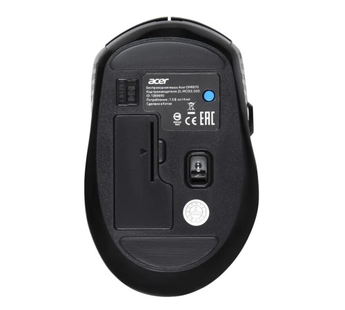 Мышь компьютерная/ Беспроводная мышь Acer OMR070 оптическая (1600dpi) BT/Radio (6but) black Мышь компьютерная/ Беспроводная мышь Acer OMR070 оптическая (1600dpi) BT/Radio (6but) black