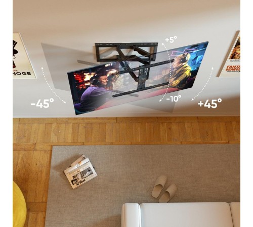 Кронштейн ONKRON/ 32-90" макс 400*600 наклон -5°/+10°, поворот ±45° Макс нагрузка 50кг, от стены 34-415мм, черный Кронштейн ONKRON/ 32-90" макс 400*600 наклон -5°/+10°, поворот ±45° Макс нагрузка 50кг, от стены 34-415мм, черный