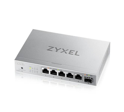 Коммутатор Мультигигабитный коммутатор Zyxel XMG-105, 5xRJ-45: 1/2.5G, 1xSFP+, настольный, бесшумный