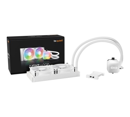 Водяное охлаждение для процессора/ Water Cooling System be quiet! LIGHT LOOP 240mm white (250W, 240mm, White, ARGB/ Fans: 2x120mm, 61.8CFM, 34.9dBA, 2100RPM/ Pump 2900RPM, Rad thickness 27mm/ S: 1851, 1700, 1200, 115X, AM5, AM4)