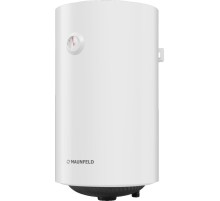 Водонагреватель/ Накопительный электрический водонагреватель MAUNFELD MWH80W01, 75 С max, мощность 1500 Вт, объем 80 л, механическое управление, мокрый ТЭН, магниевый анод, внутреннее покрытие бака эмаль, резьба для подключения воды 1/2 дюйма, белый цвет
